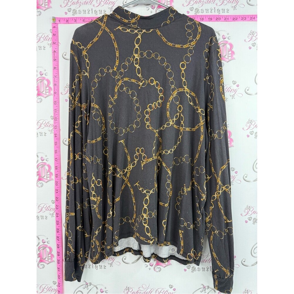 Soyaconcept shirt chains link gold Black Long-Sleeve Chain Print Blouse